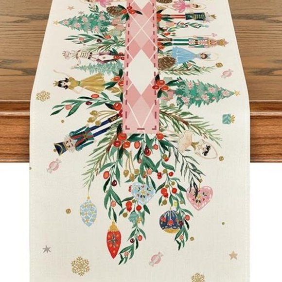 Nutcracker Table Runner Christmas Decor Holiday Decoration Decorative Cloth 72" - Picture 5 of 8